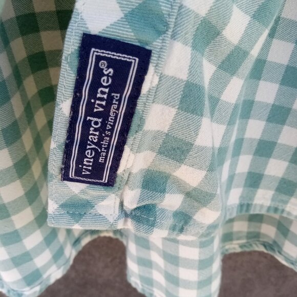 VINYARD VINES Preppy Button Down Shirt Whale Coastal Nautical Gingham Plaid Sz12 - Picture 6 of 8